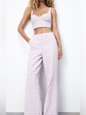 NWT Zara Purple Gingham Pants